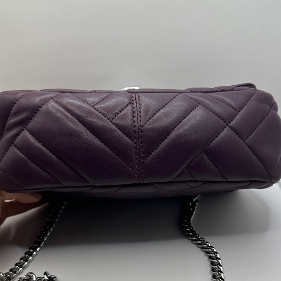 Michael Kors Quilted Vivianne Shoulder Bag in Plum with Silver Chain - Picture 9 of 16